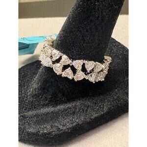 NWT Sz. 8 - 4.32ct Moissanite 925 Silver Heart Eternity Ring